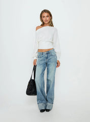 Lalola Asymmetrical Knit Sweater White