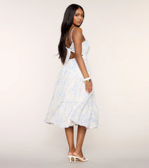 My Cute Side Tie-Back Floral Eyelet Midi Dress