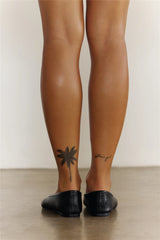 Calico Tabi Split Toe Ballet Flat Black Leather