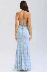 Joan-B Back Lacing Floral Jacquard Dress