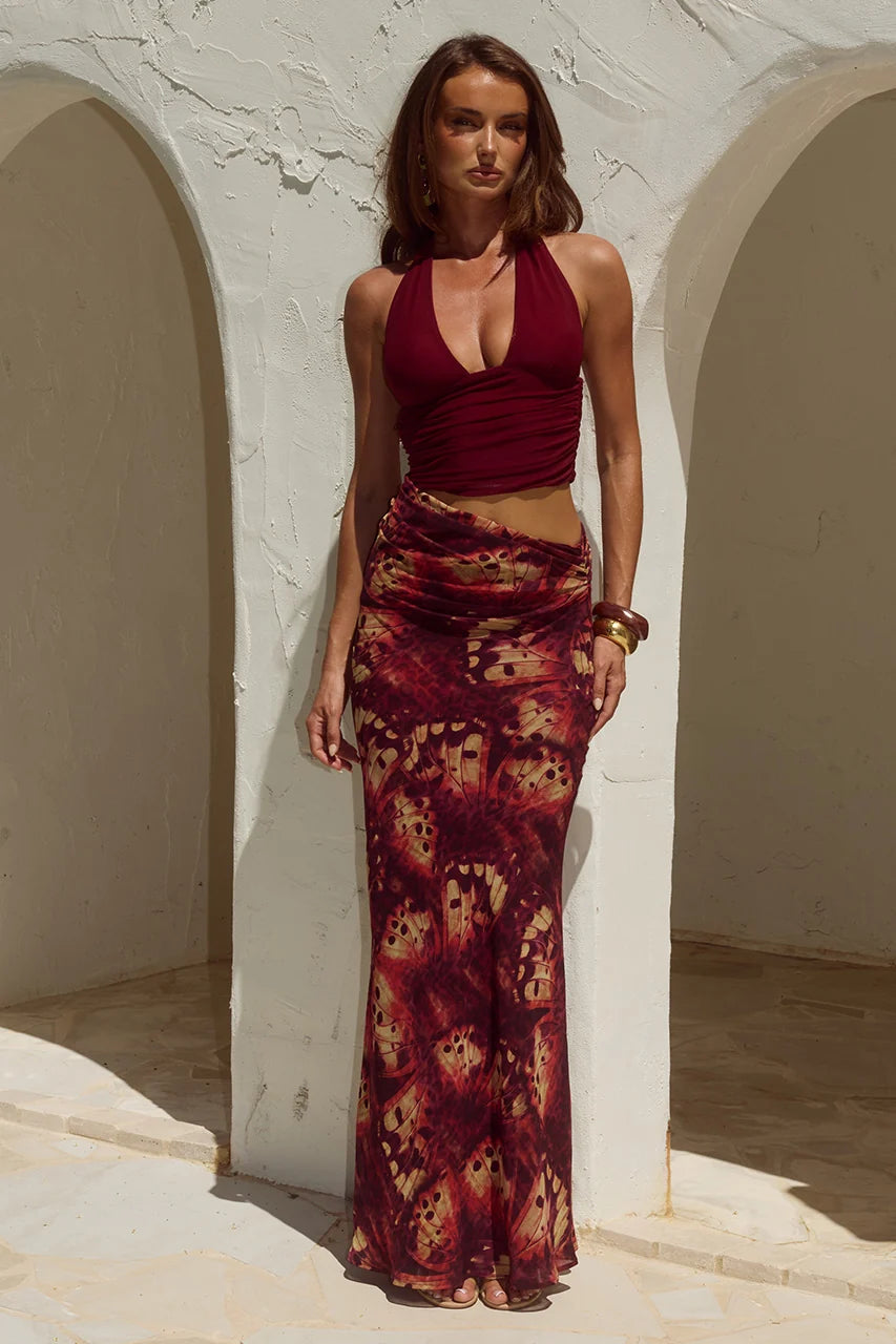 ALEXIS HALTER CUT OUT MAXI DRESS - ELIANA RED
