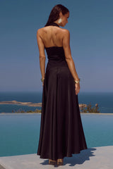 ODINA SQUARE NECK MAXI DRESS - BLACK