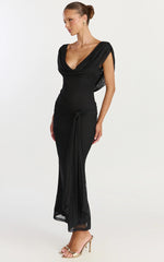 Cowl Neck Tie Detail Dress in Black