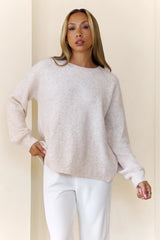 Detailed Back Knit Sweater Oatmeal
