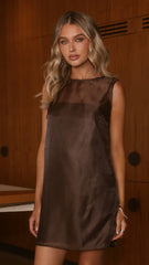 Nissa Sheer Mini Dress - Chocolate