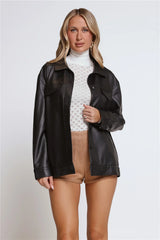 Kendall Faux Leather Shacket Black